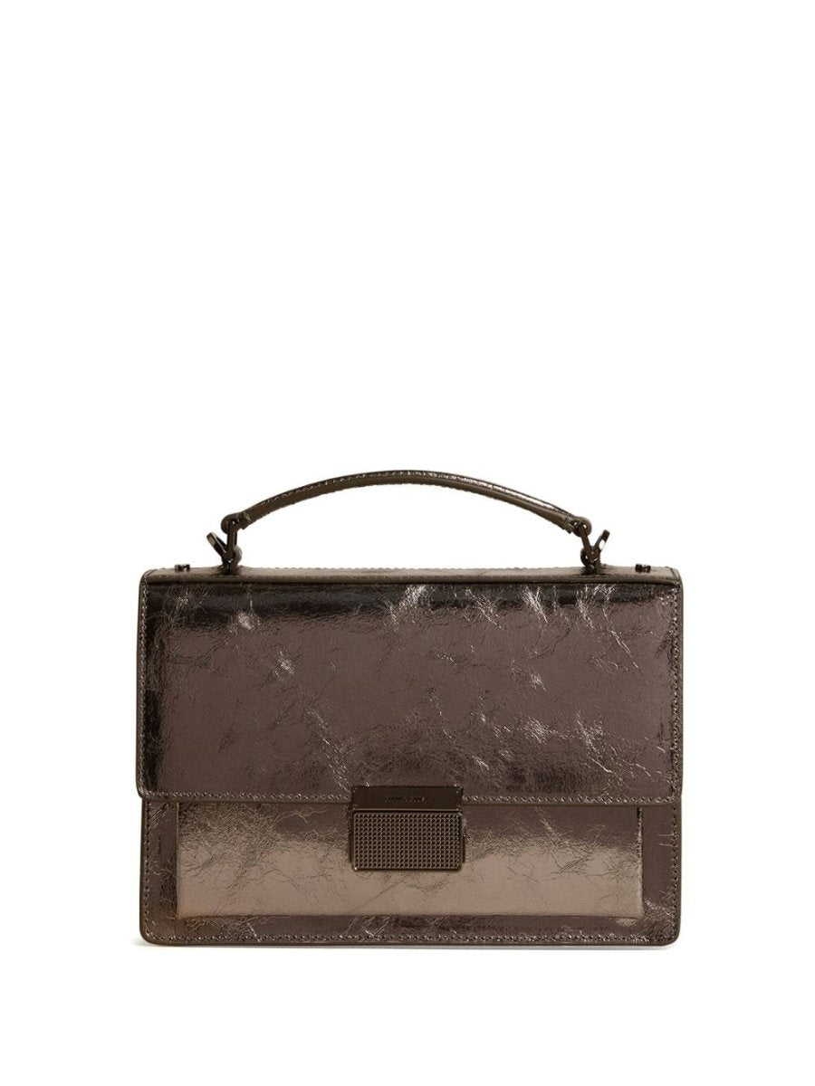 Golden Goose Venezia Bag in anthracite grey laminated leather with black details - mondo moda griffe