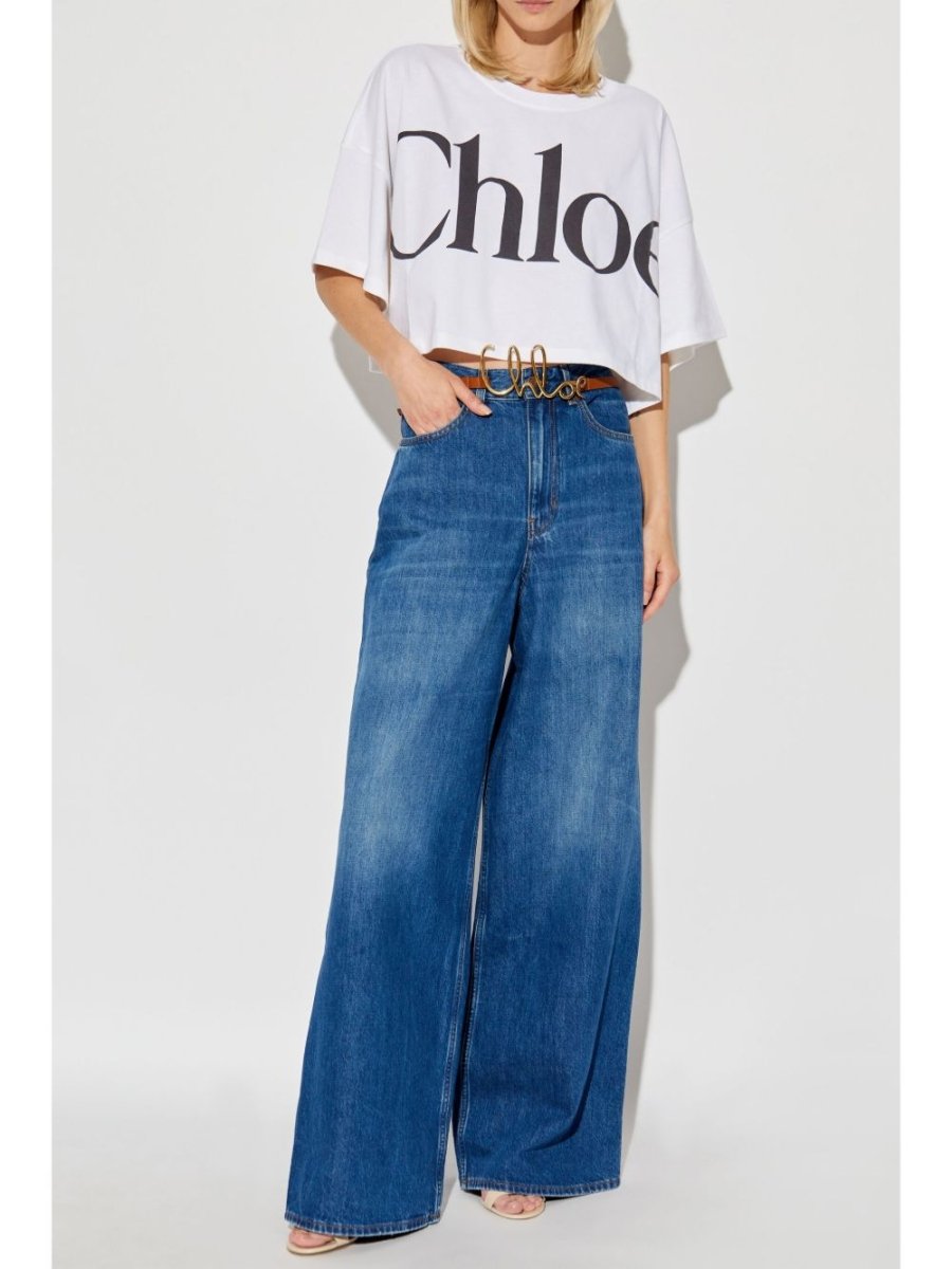 Chloé Logo - print crop top - mondo moda griffe