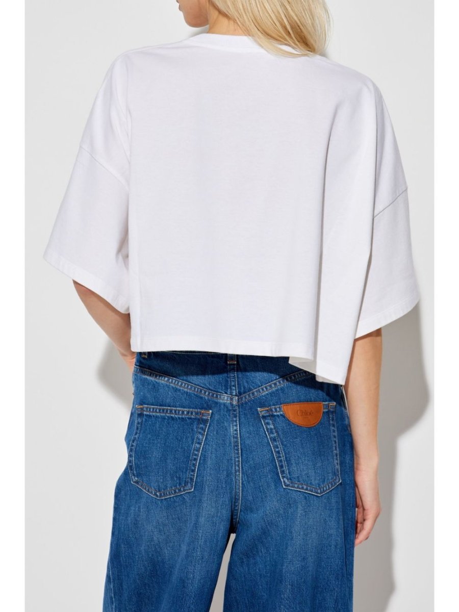 Chloé Logo - print crop top - mondo moda griffe