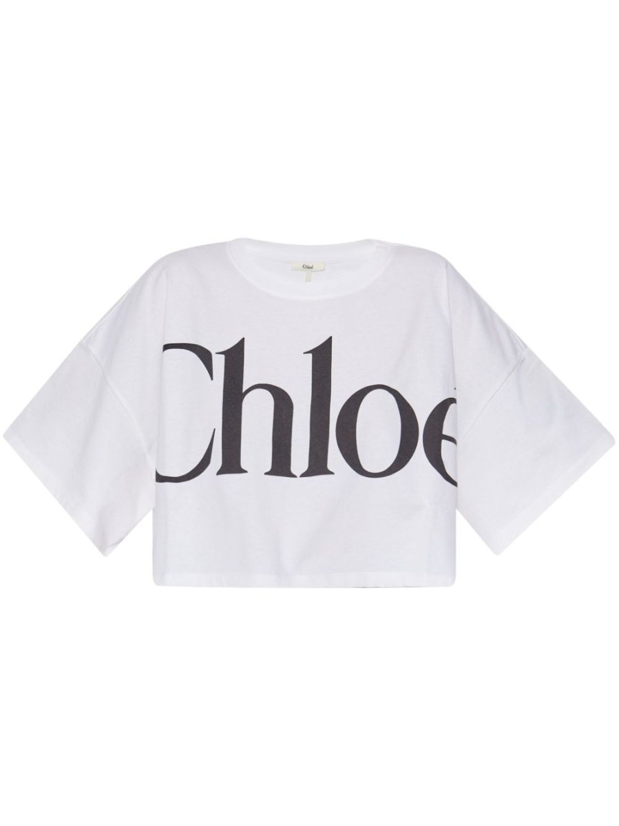 Chloé Logo - print crop top - mondo moda griffe