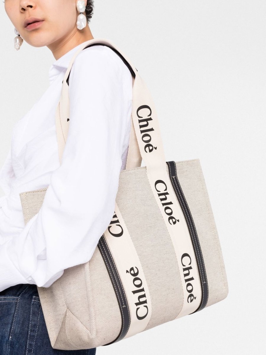 Chloé Woody canvas medium tote bag - mondo moda griffe