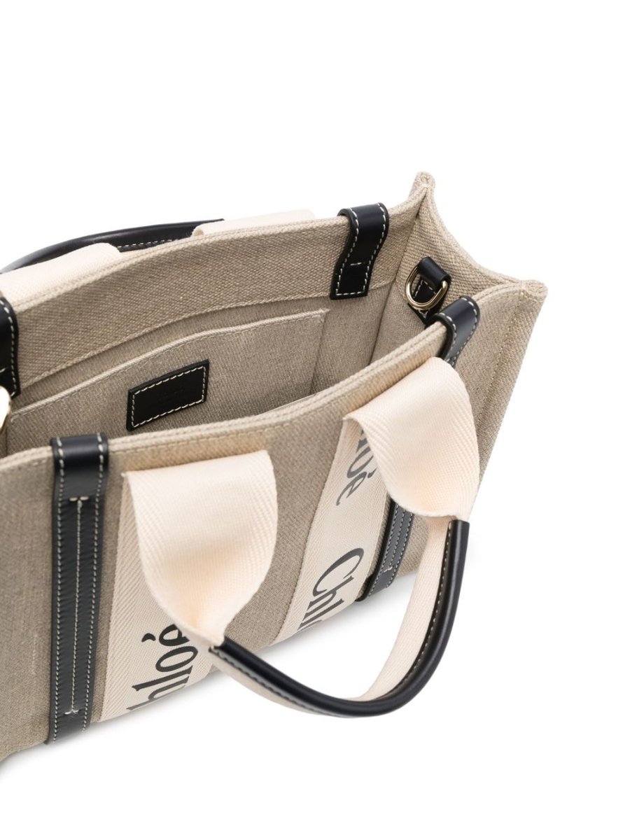 Chloé Woody mini linen tote bag - mondo moda griffe