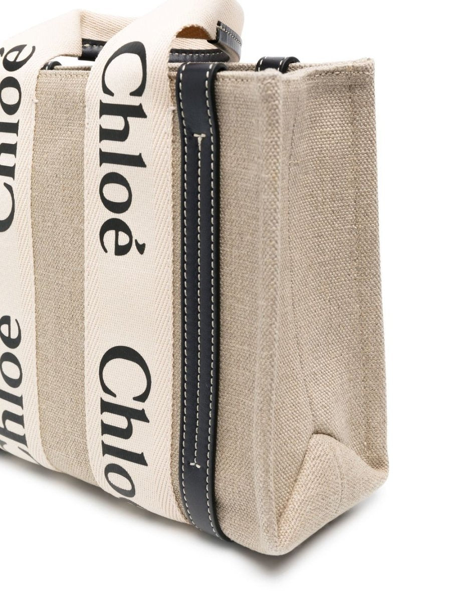 Chloé Woody mini linen tote bag - mondo moda griffe