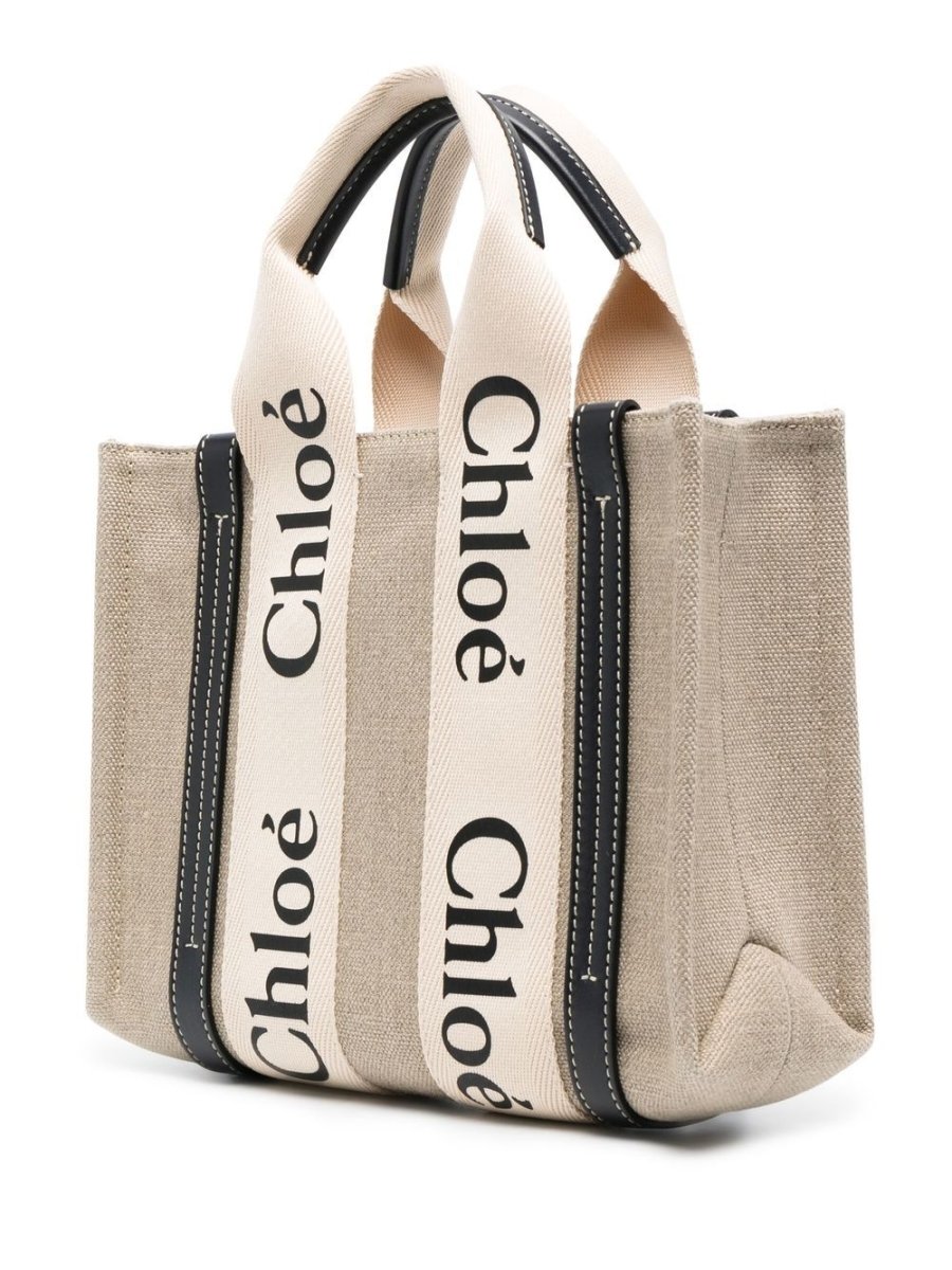 Chloé Woody mini linen tote bag - mondo moda griffe
