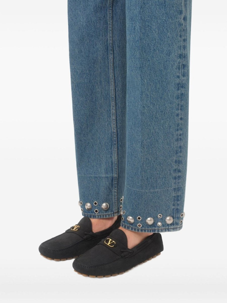 Valentino Garavani Fastaway Driver Moccasin In Deer Suede - mondo moda griffe