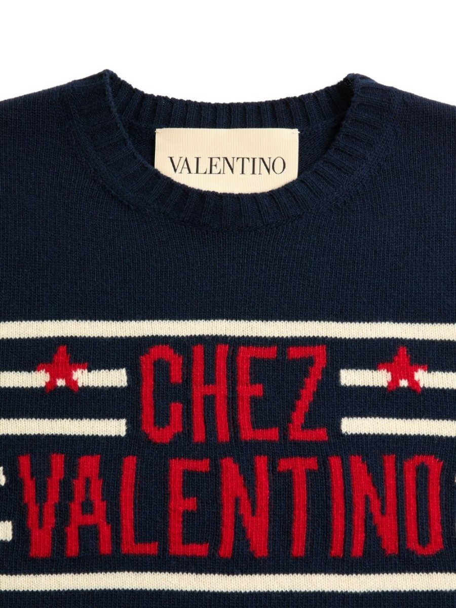 Valentino Wool Sweater with Jacquard Pattern Chez Valentino - mondo moda griffe