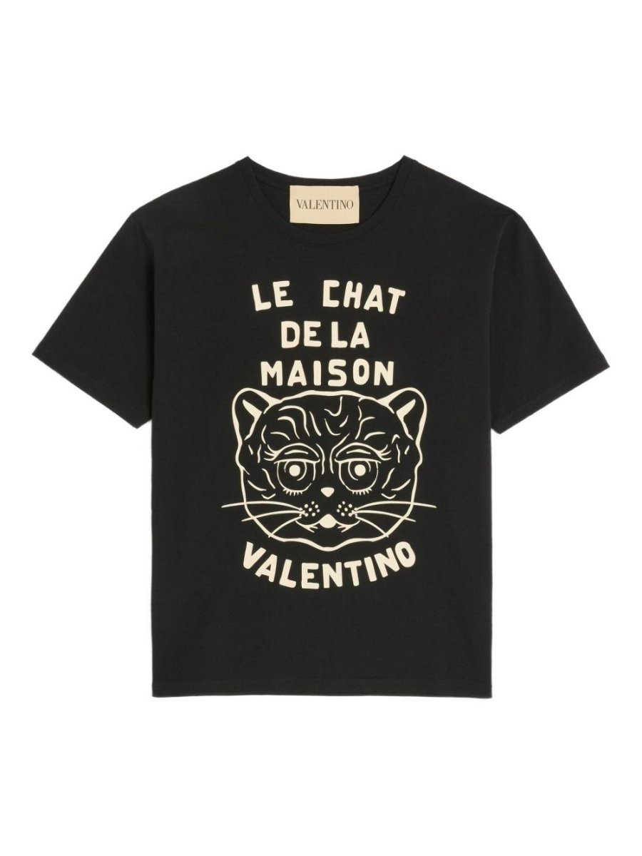 Valentino Cotton T-Shirt With Le Chat De La Maison Print - mondo moda griffe