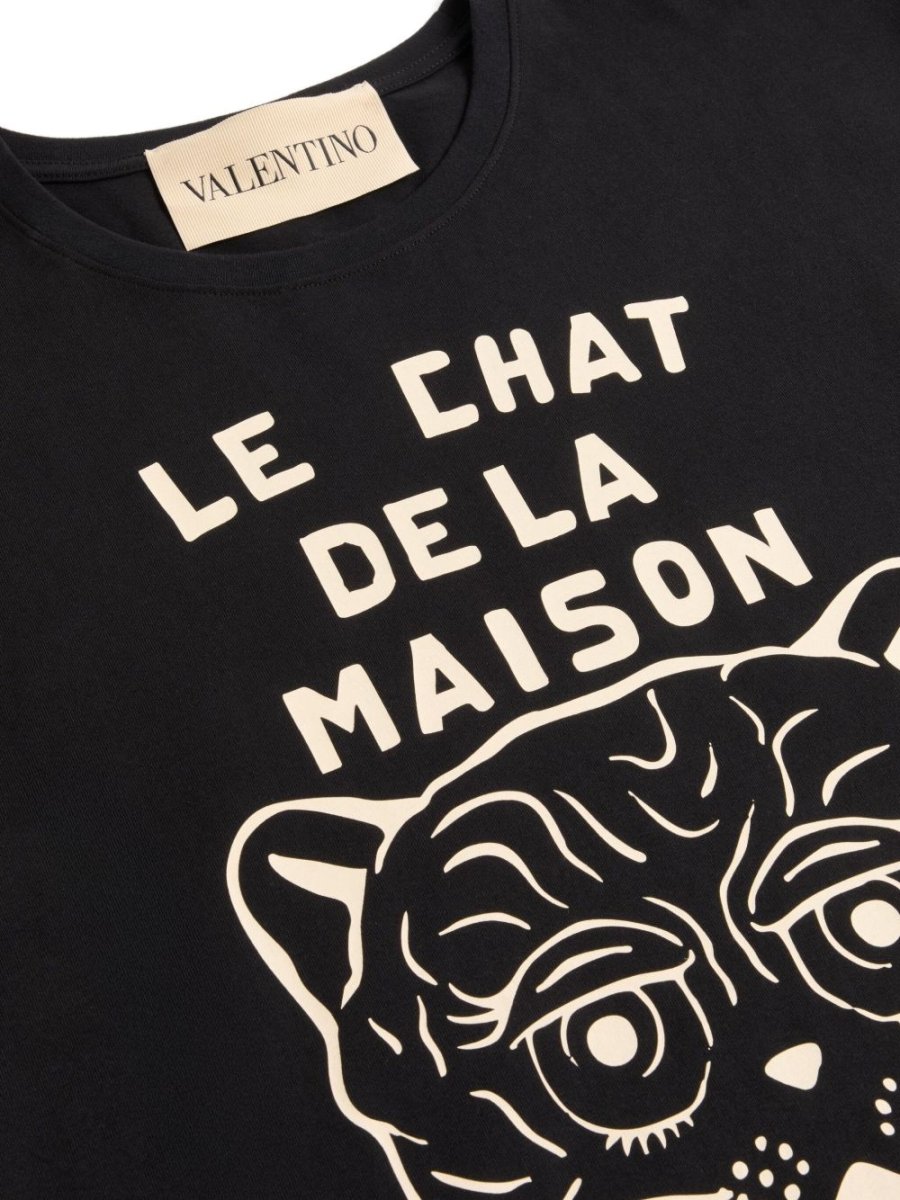 Valentino Cotton T-Shirt With Le Chat De La Maison Print - mondo moda griffe