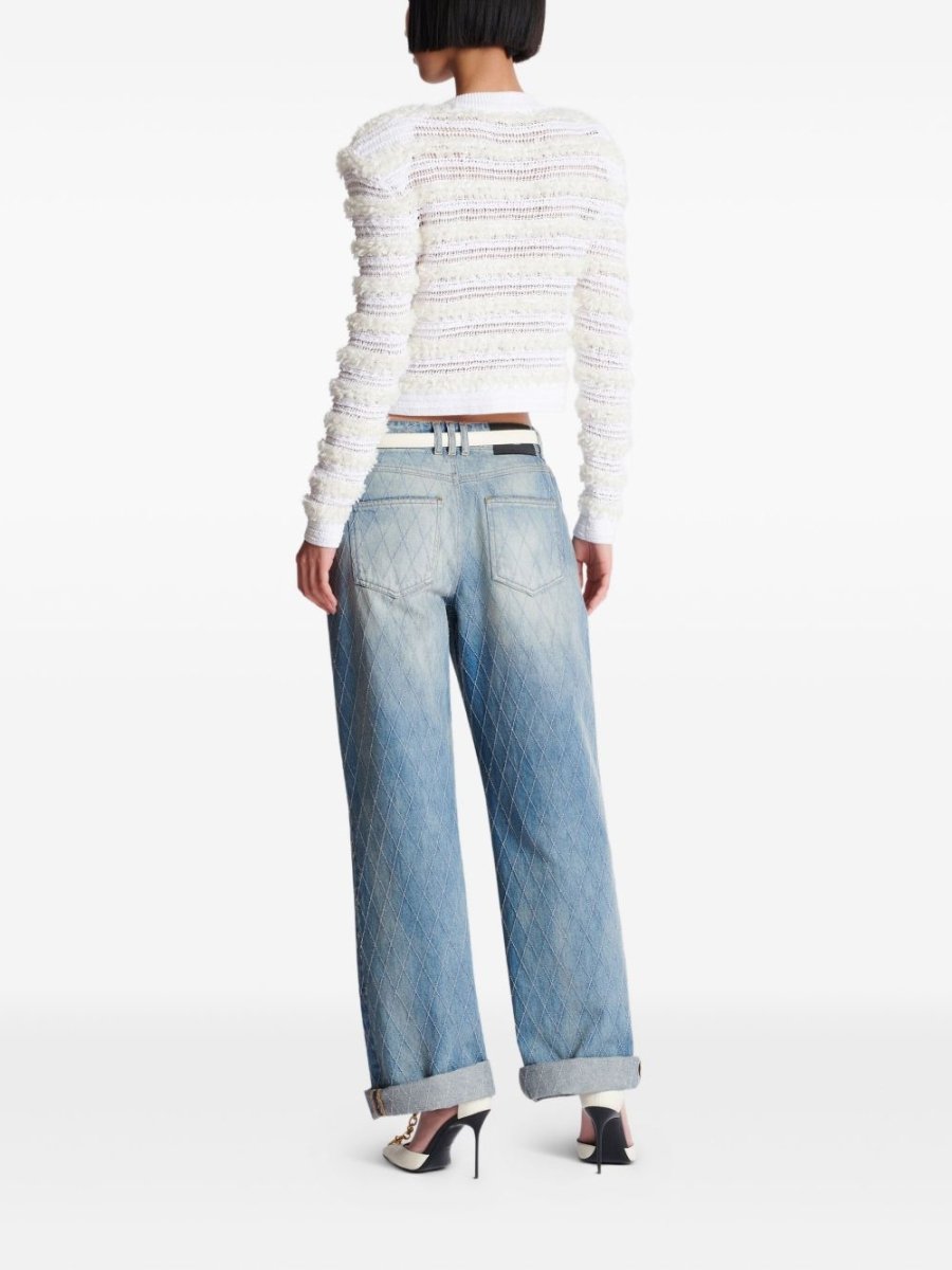 Balmain Long - sleeved tweed - effect knit cardigan - mondo moda griffe