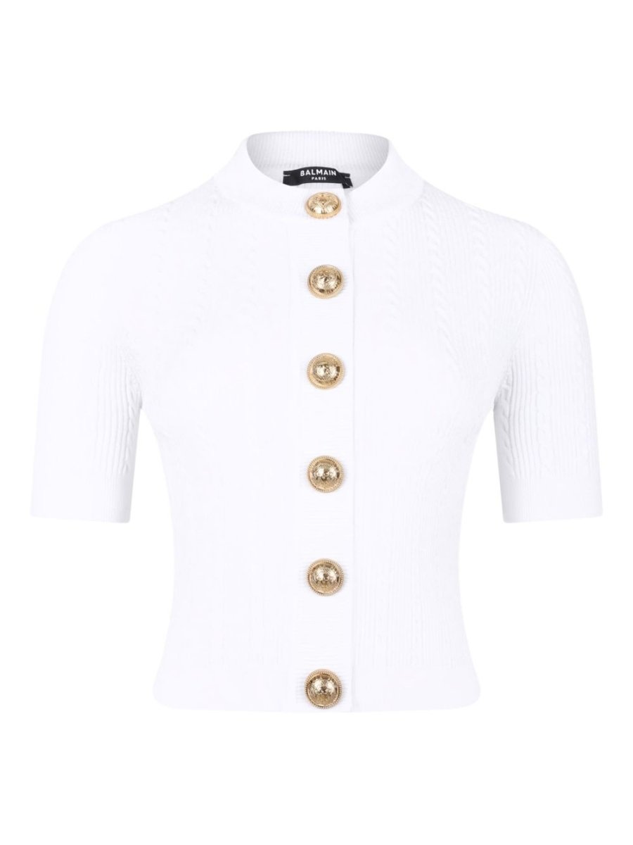 Balmain Ribbed buttoned top - mondo moda griffe