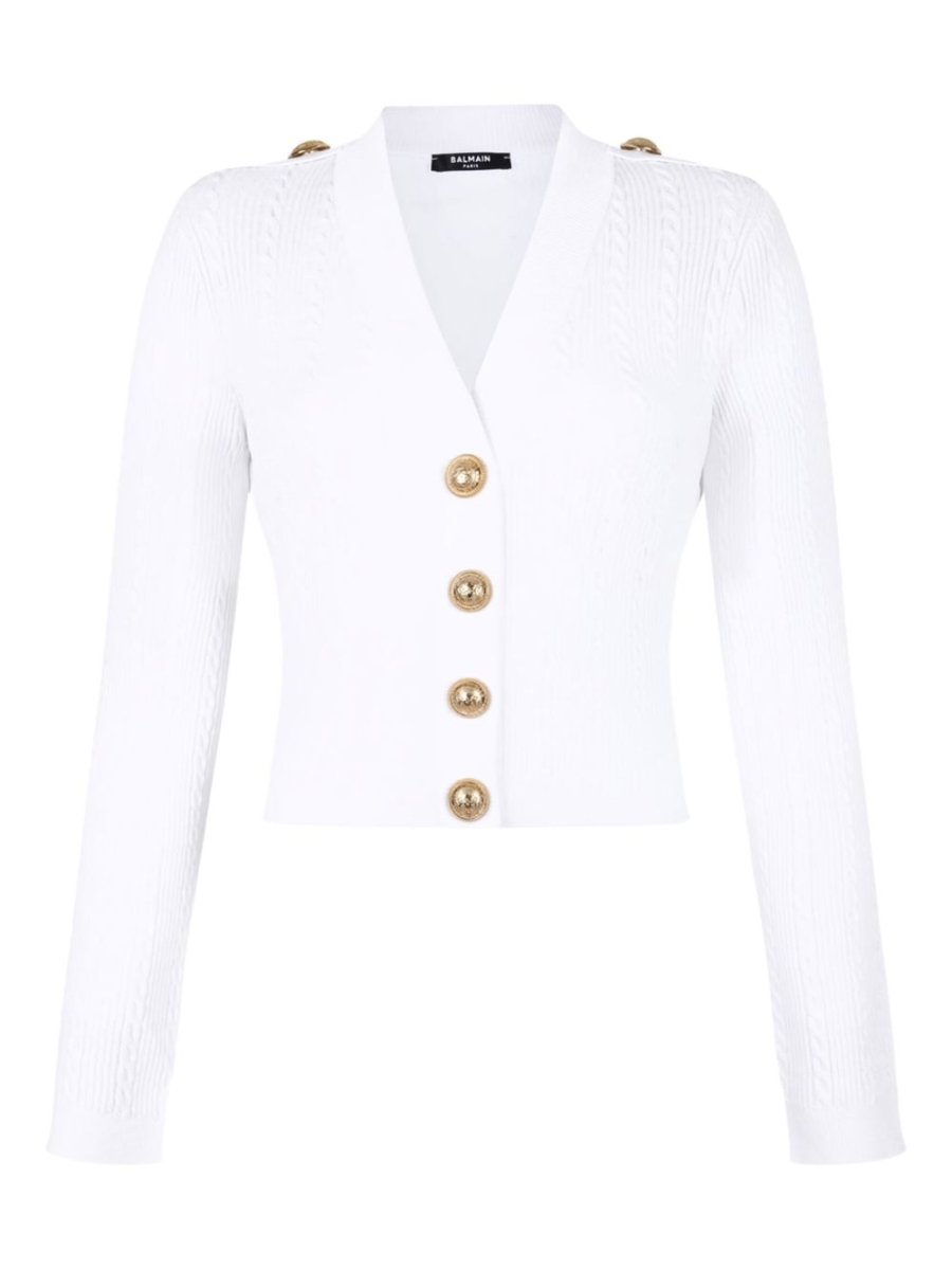 Balmain Button - Trim Cable - Knit Cardigan - mondo moda griffe