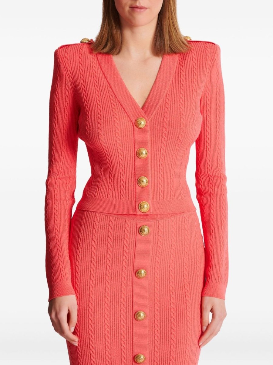 Balmain Long - sleeved twisted knit cardigan - mondo moda griffe