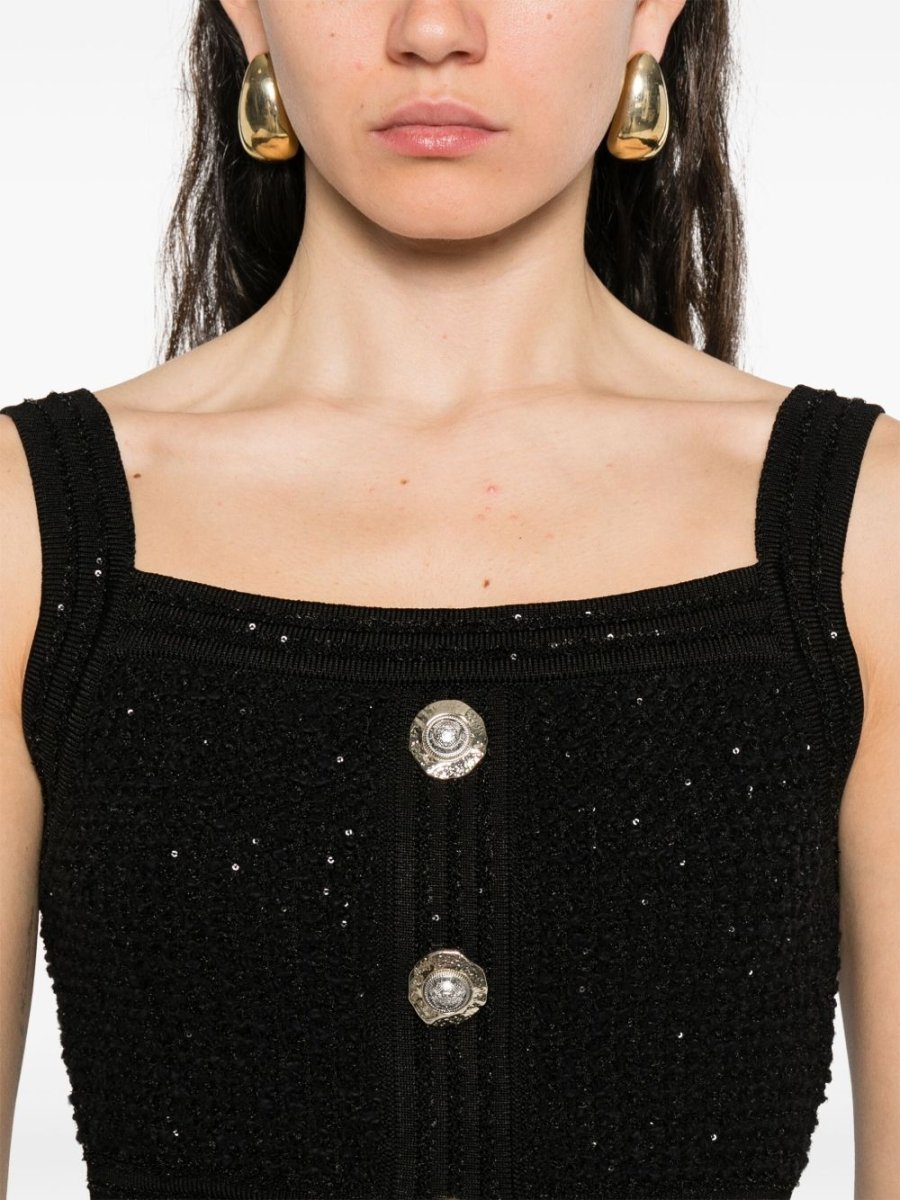 Balmain Black Sleeveless Tops - mondo moda griffe