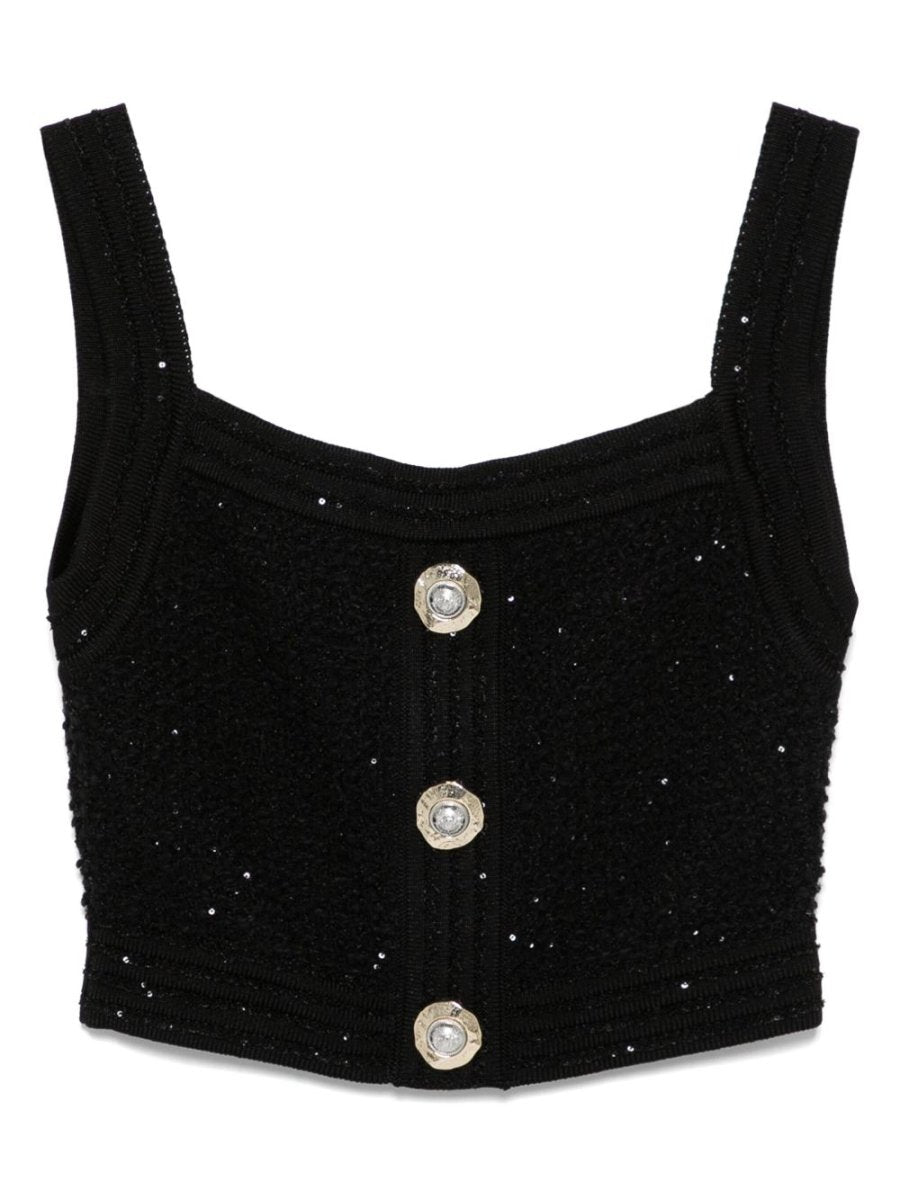 Balmain Black Sleeveless Tops - mondo moda griffe