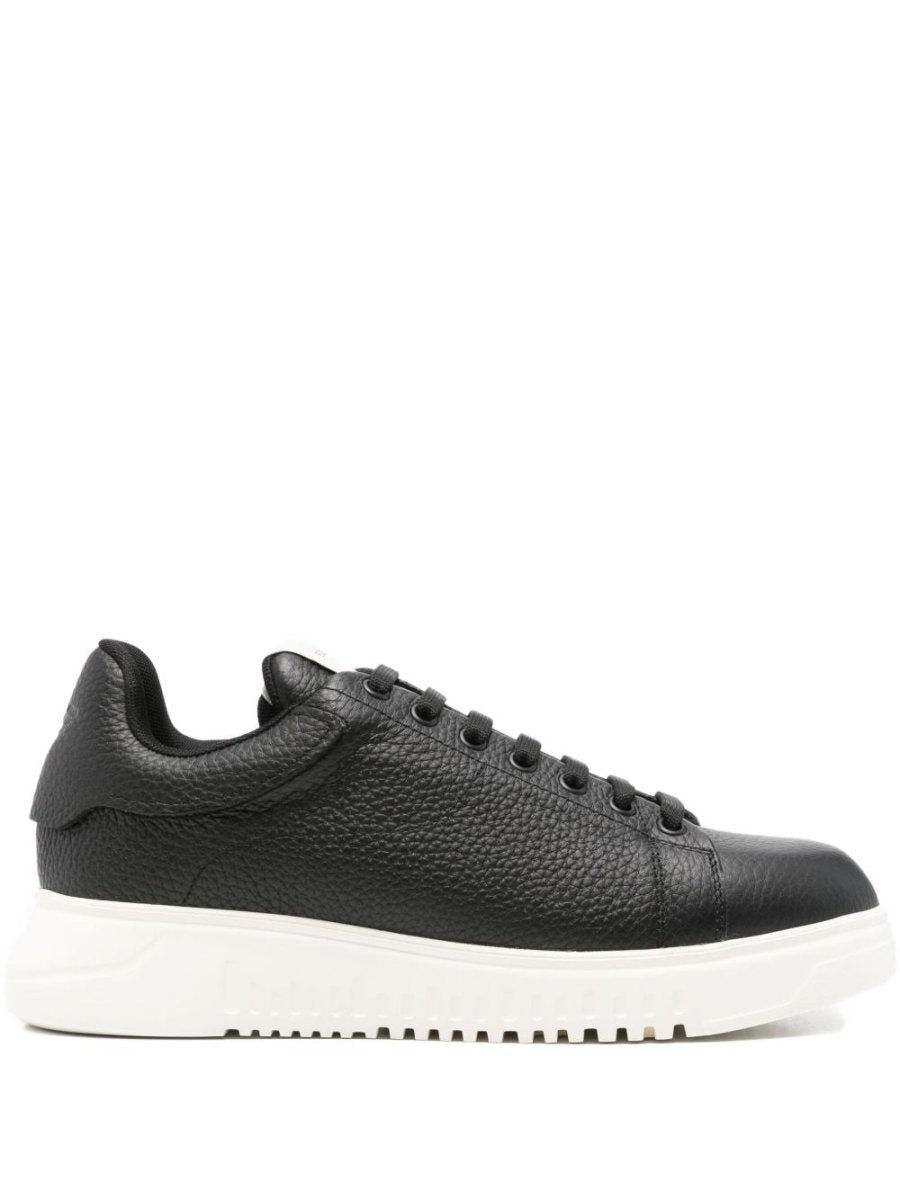 EMPORIO ARMANI EXCLUSIVE Textured leather sneakers - mondo moda griffe