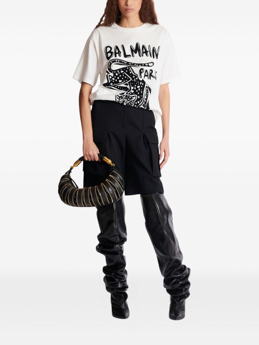 Balmain Short - sleeved T-shirt with leopard print - mondo moda griffe